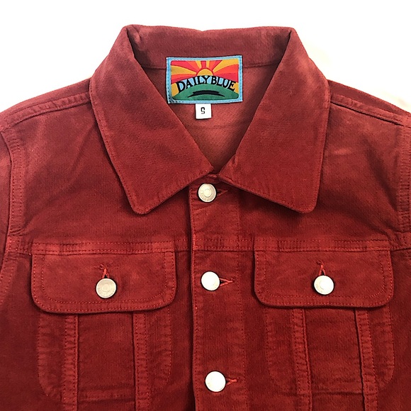 NWT Daily Blue By AG  Flacky Stretch Velveteen Collar Jacket In Ruby Size Small - Picture 2 of 11